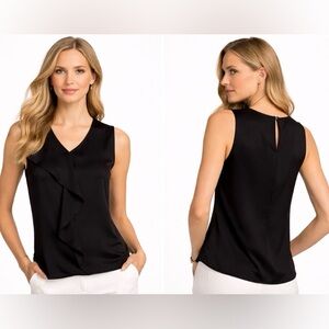 ST. JOHN COLLECTION Satin Silk Georgette Top
